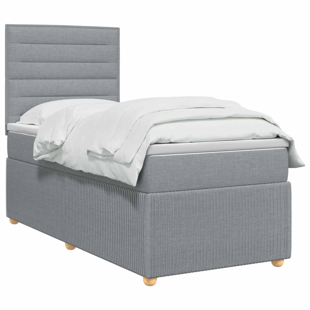 Letto Box Spring LED con Materasso Grigio Chiaro 90 x 190 cm 3456149