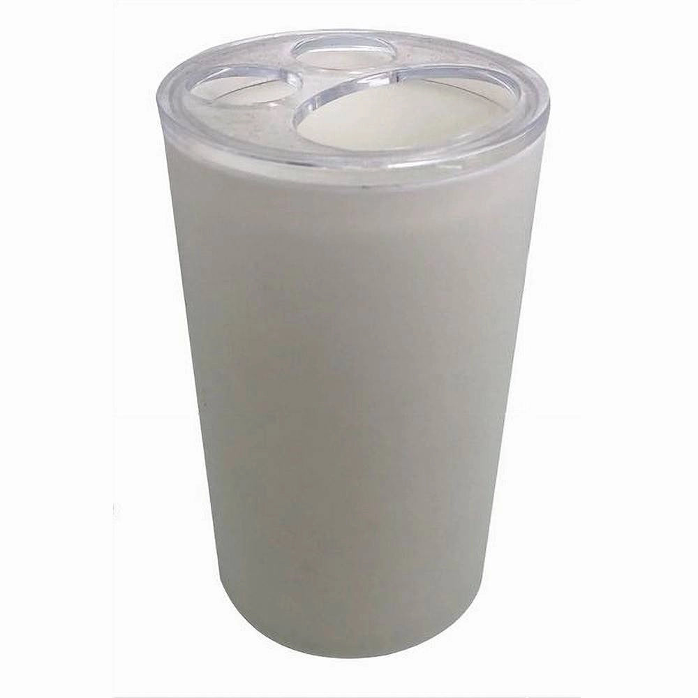 Trade Shop - Portaspazzolini Bicchiere Dentifricio Accessorio Arredo Bagno Bianco 3 Fori 79186 -
