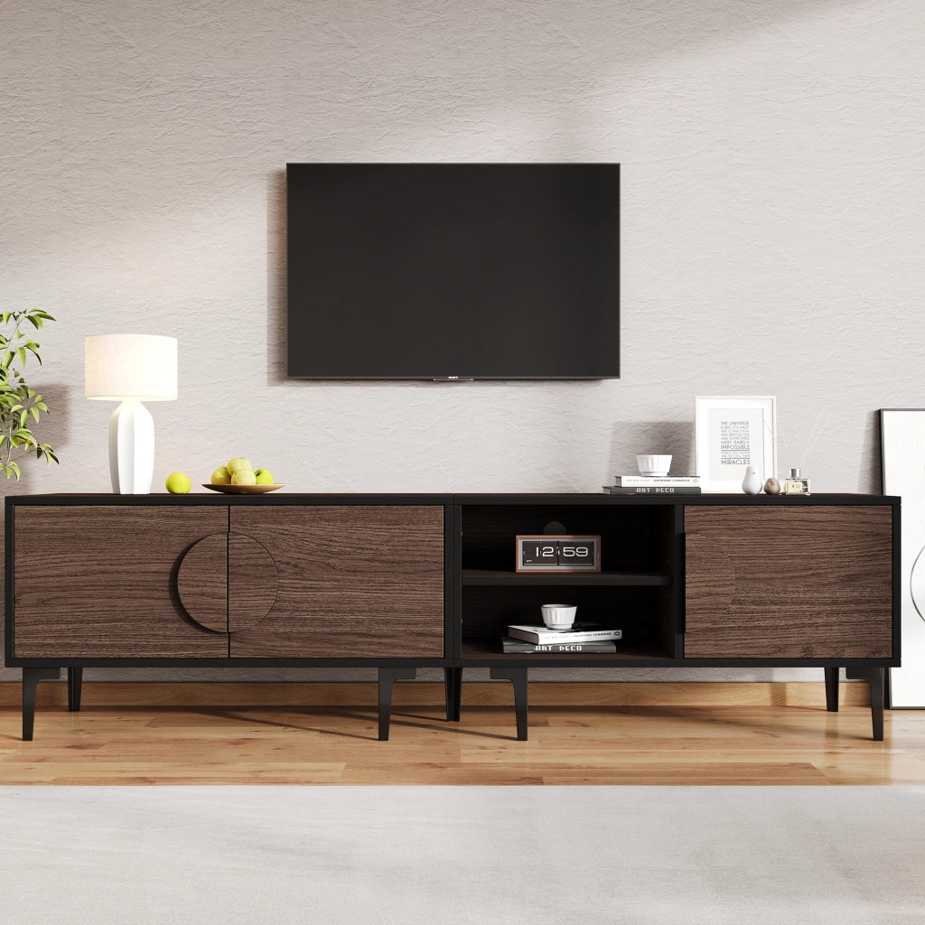 Mobile TV con 3 ante e 2 vani aperti - per soggiorno - 180 x 35 x 49 cm - noce scuro