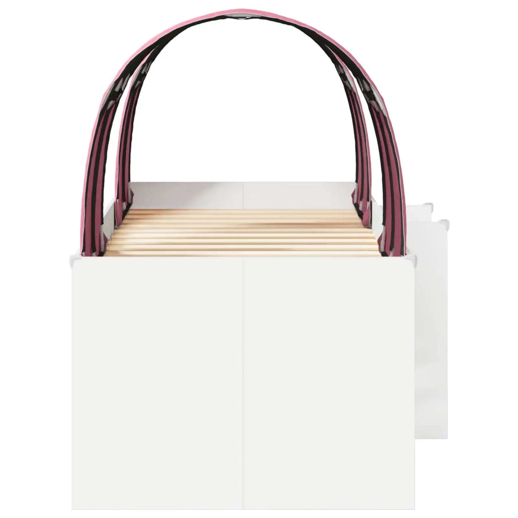 Letto singolo | Letto per adulti | Letto con Tunnel 4 pcs Bianco e Rosa Legno ingegnerizzato