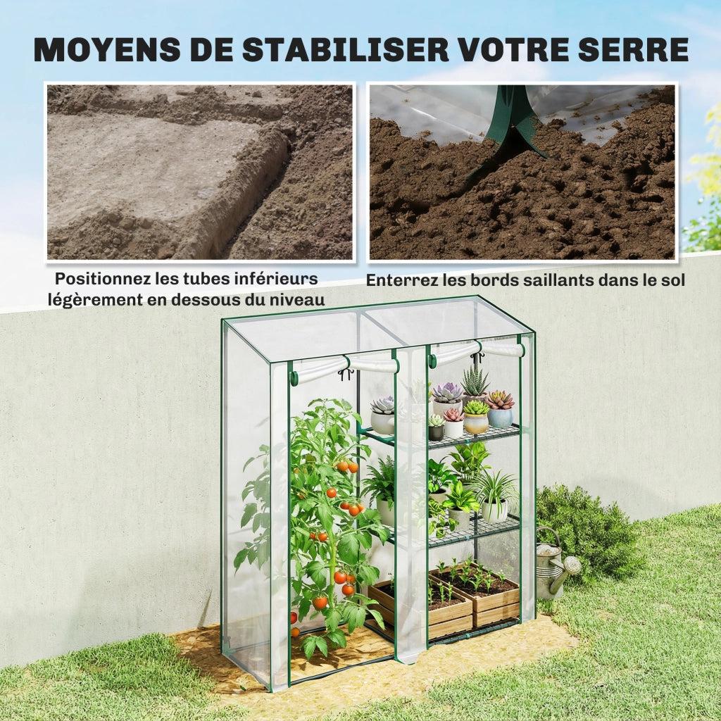 Serra da Giardino 3 Livelli ¨C Xylo ¨C Acciaio e PVC Trasparente con 2 Porte