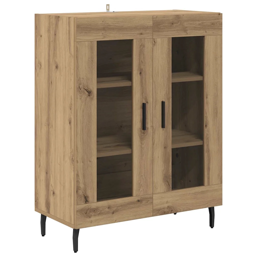 Credenza 2 pcs Legno vecchio Legno Stratificato e Vetro