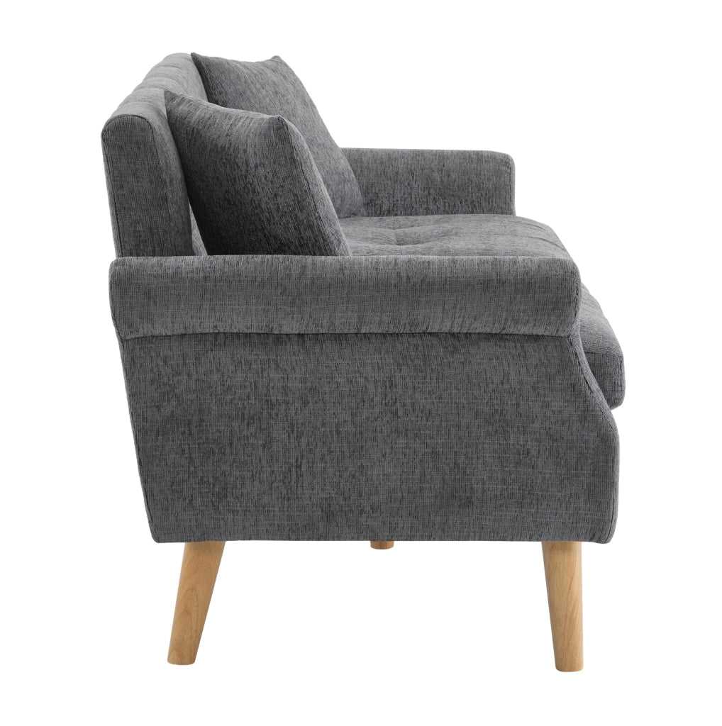 Divano a 2 posti 162x74x77 cm con cuscino spesso in chenille grigio