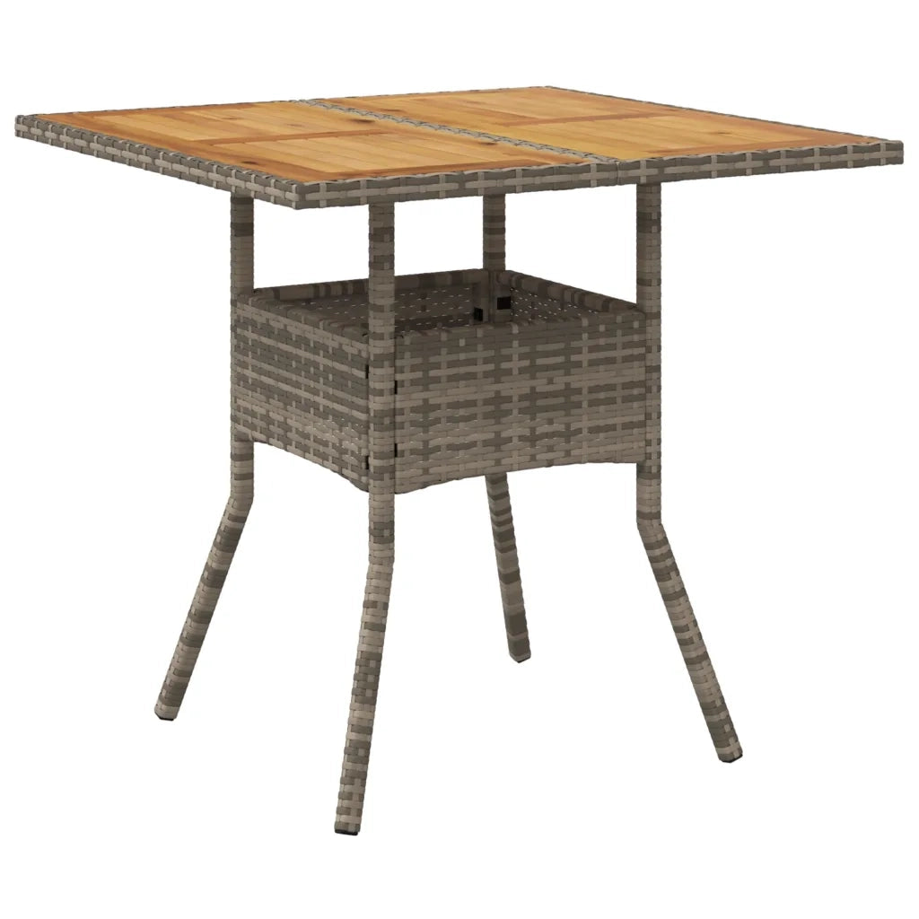 Tavolo Giardino Piano Legno Acacia Grigio 80x80x75cm Polyrattan 365520