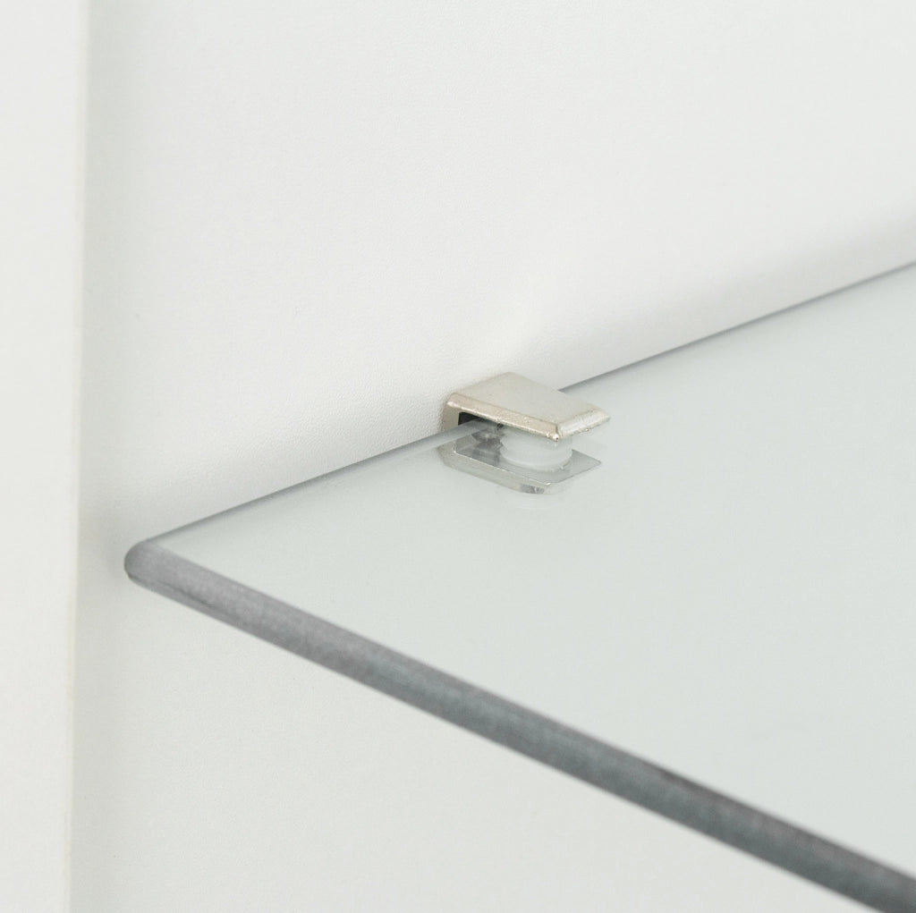 Vetrina moderna 50 x 40 x 180 cm bianca con LED USB; ante in finitura lucida e ripiani in vetro