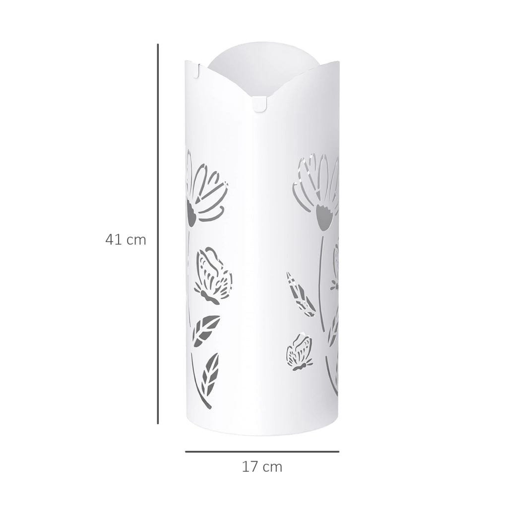 Portaombrelli con 4 Ganci e Vassoio Antigoccia ¨C Xylo ¨C Acciaio Bianco 17x17x41 cm