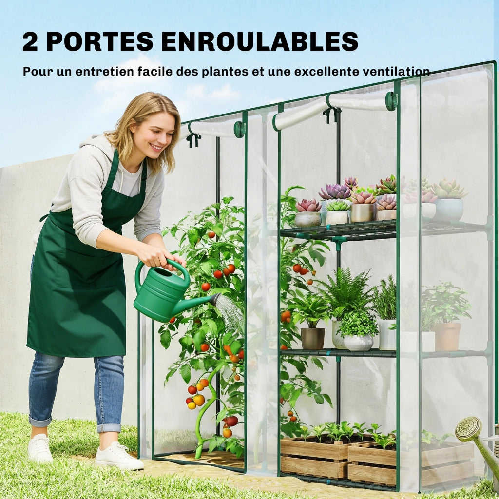 Serra da Giardino 3 Livelli ¨C Xylo ¨C Acciaio e PVC Trasparente con 2 Porte