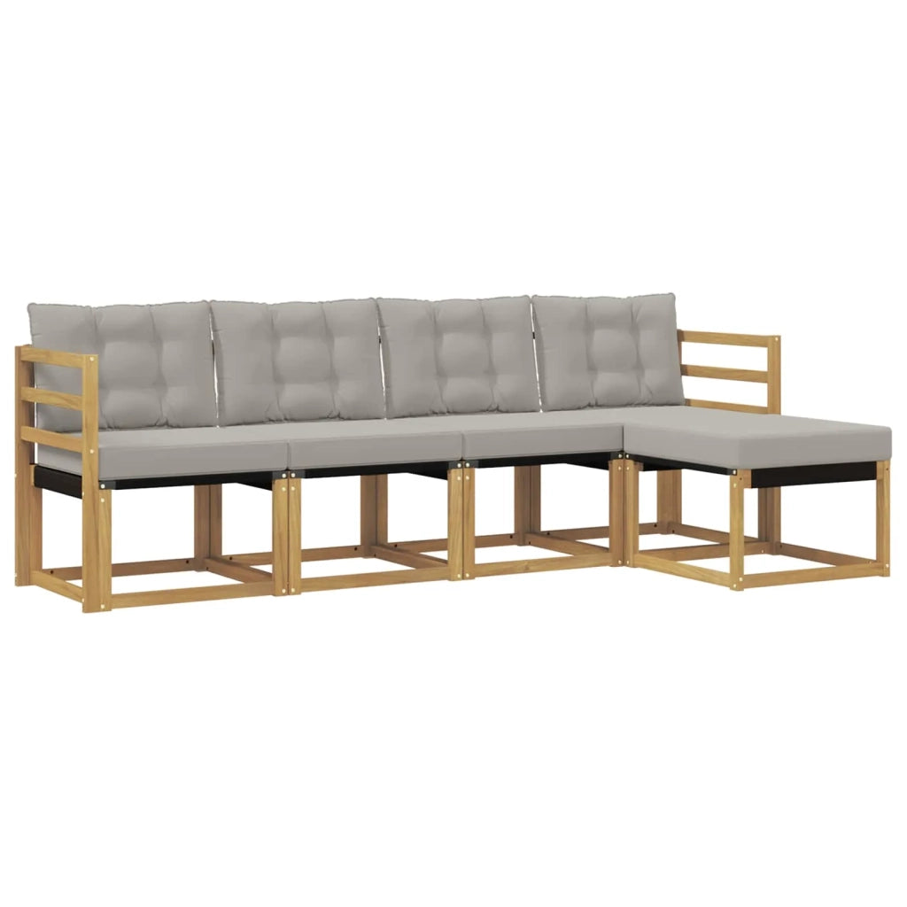 Set di divani da esterno 5 pz Bianco e Grigio Chiaro 3389369