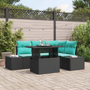 Set Divano da Giardino 6 pz 4-Numero di posti Nero e Blu 3349182