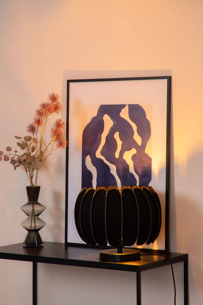 Lampada da tavolo nera Spencer Lucide E27 in feltro