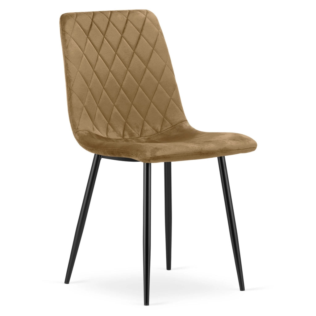 Sedia Turin in velluto marrone con gambe nere