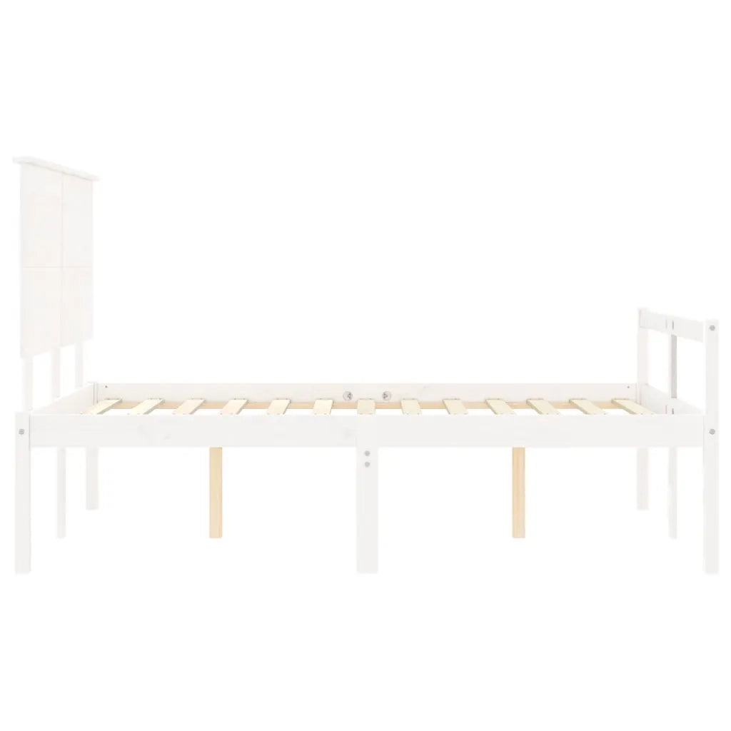 Letto per Anziani-Struttura Letto per Anziani  Bianco Testiera Small Double Legno Massello 177031