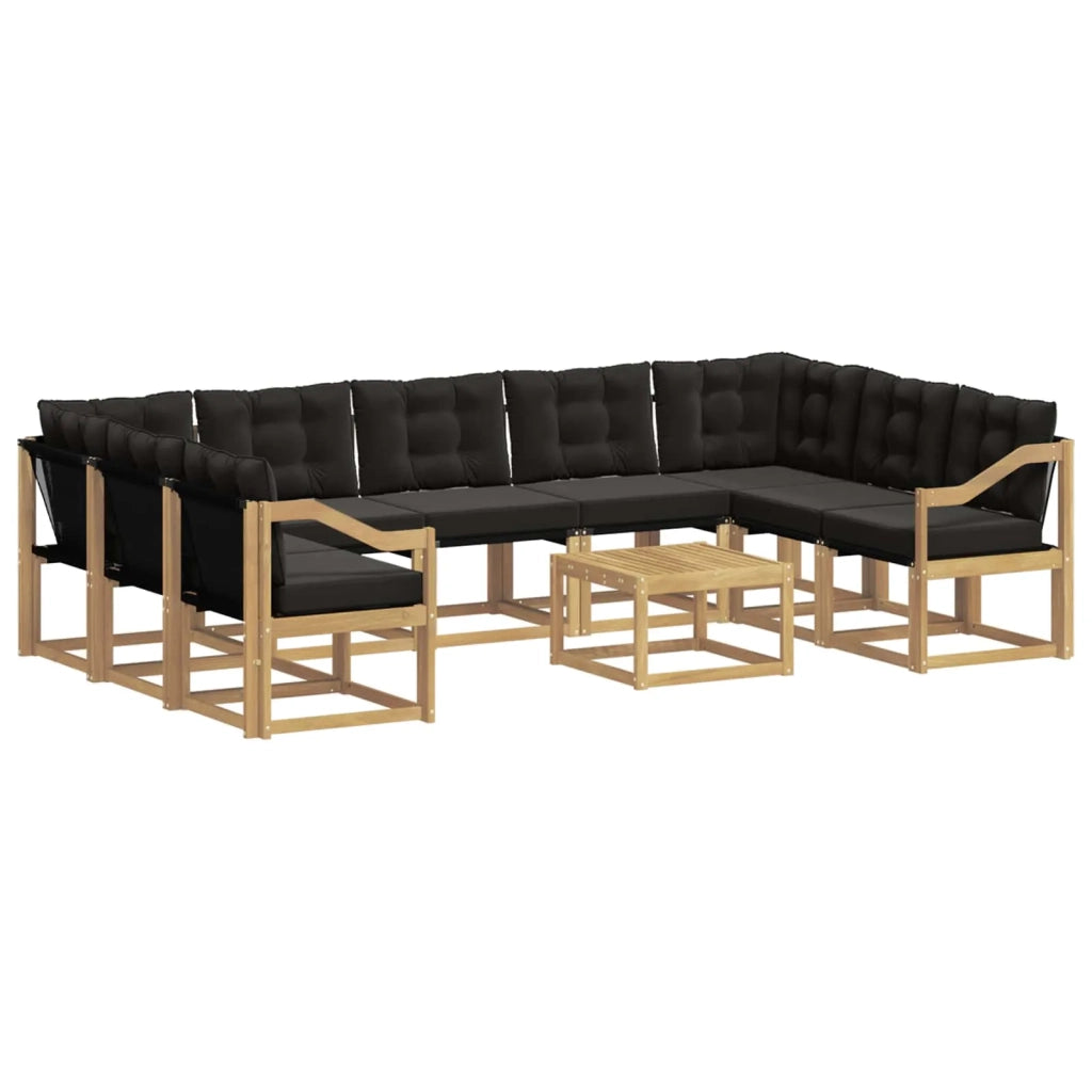 Set di divani da esterno 10 pz Bianco e Nero 3389894