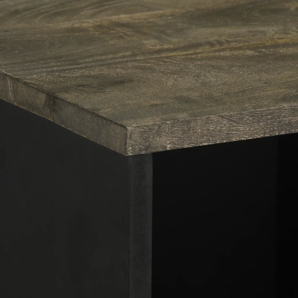 Credenza Nera 80x33x75 cm in Legno Massello di Mango 4017711