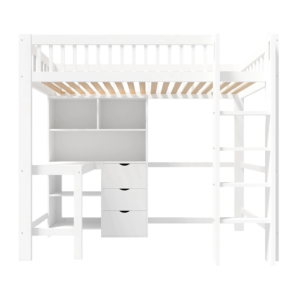Letto a soppalco - Xylo - 90x200 cm 3 cassetti bianco