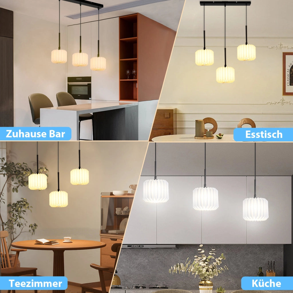 Lampada a Sospensione ZMH vintage lungo regolabile ¨C Paralume in carta 3 luci (senza lampadina)