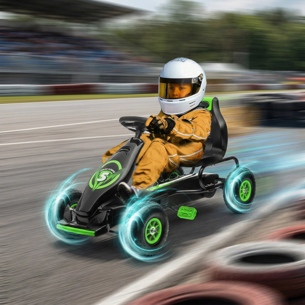Gokart per Bambini con Pedali ¨C Minimal ¨C Verde e Nero 121x58x61 cm