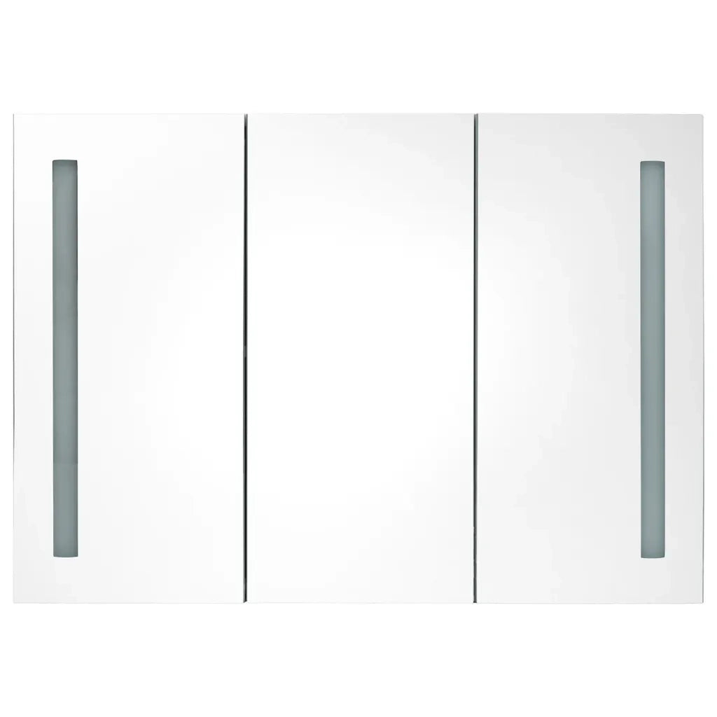 Armadietto Bagno con Specchio e LED Grigio Cemento 89x14x62 cm 326525