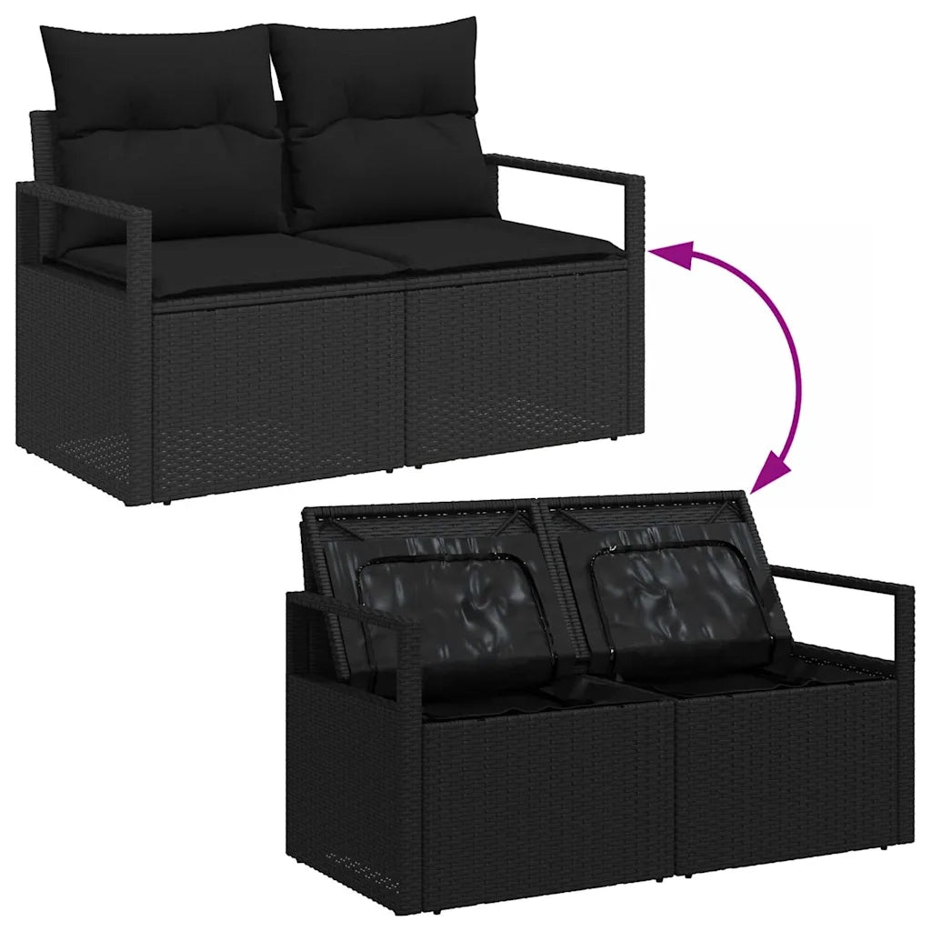 Set di divani con cuscino 6 pcs Nero polyrattan 3355122