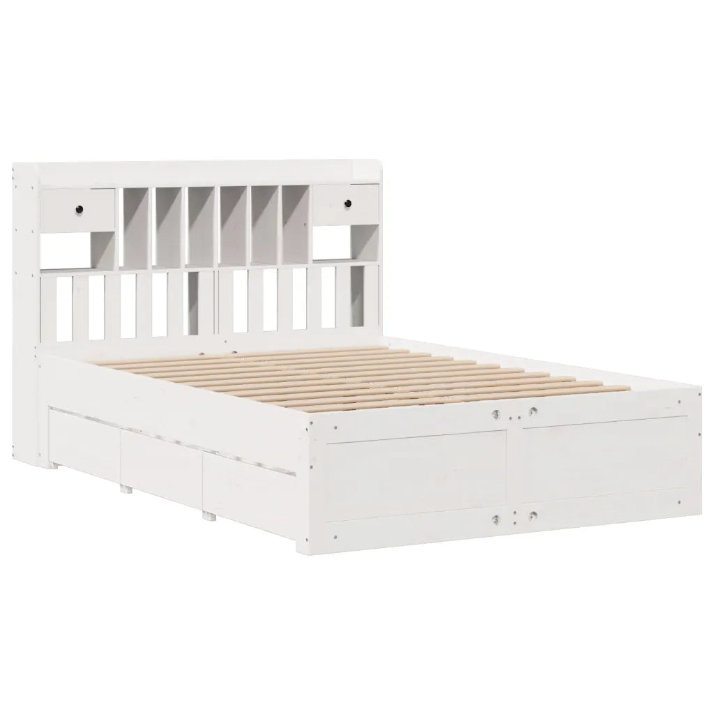 Letto Libreria senza Materasso Bianco 150x200 cm Legno di Pino