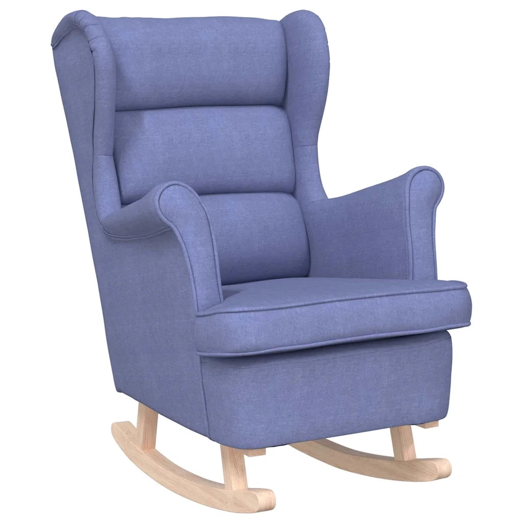 Poltrona | Sedia a Dondolo Jeans Blu 74x90x102 cm in Tessuto