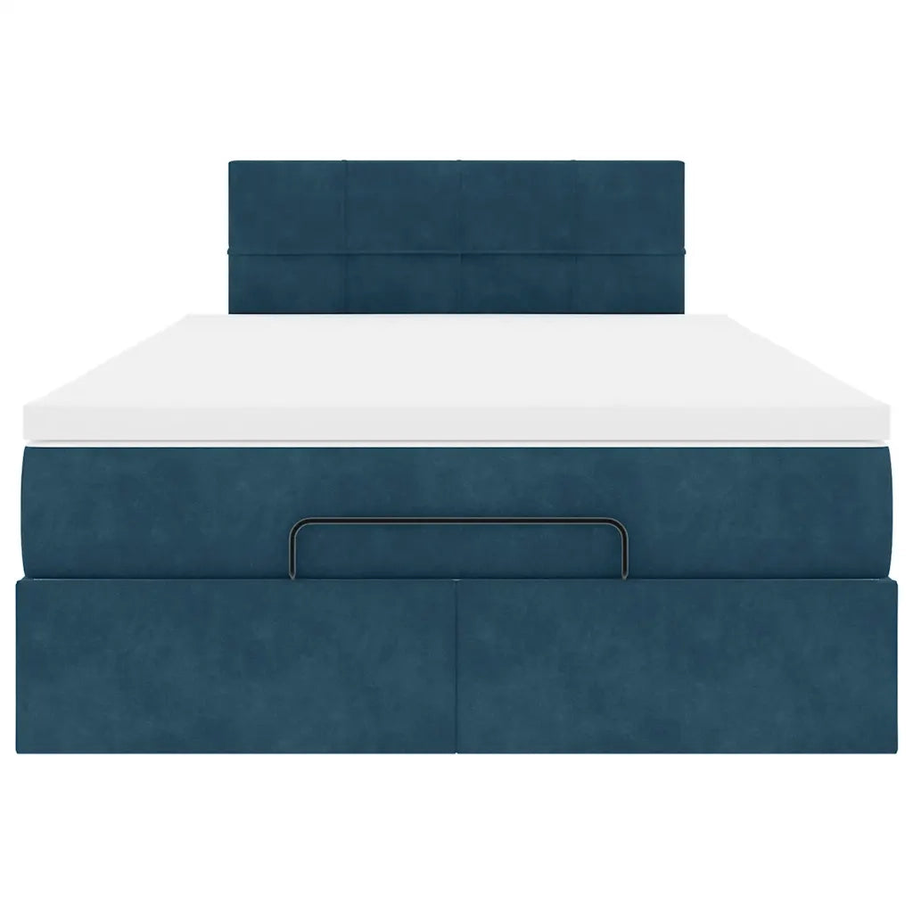 Struttura Letto Pouf con Materasso Blu Scuro 120x200 cm Velluto 3311769