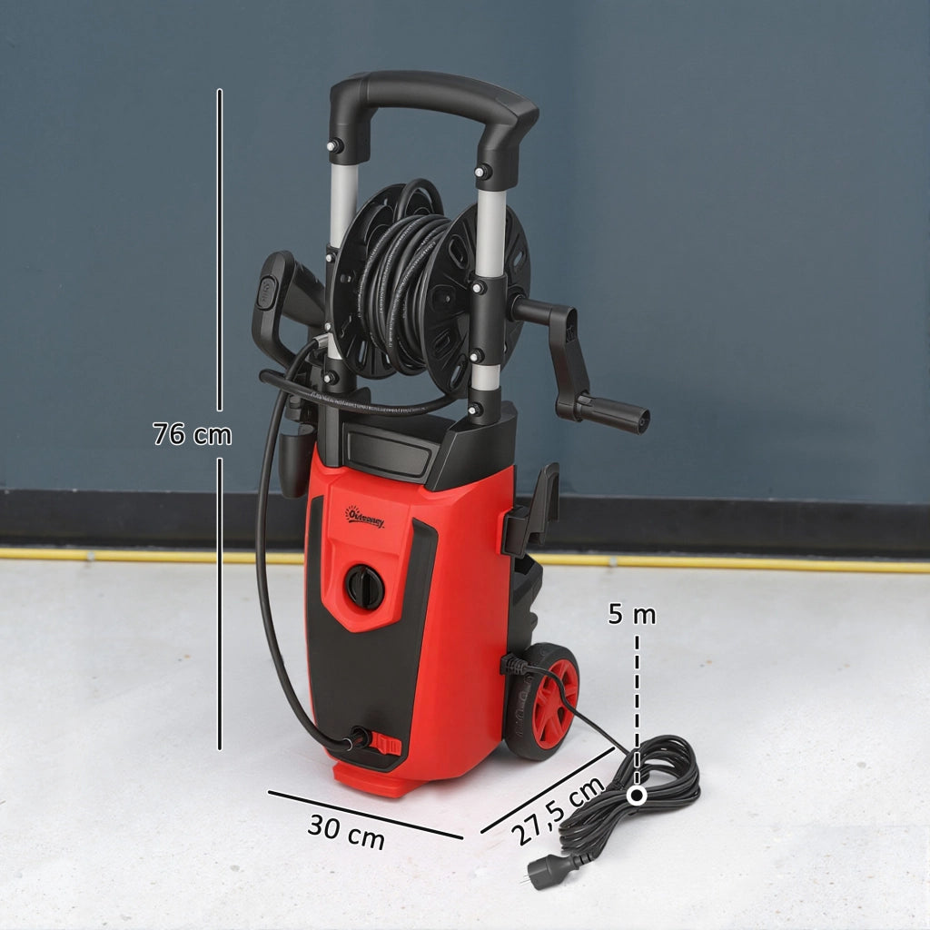 Pulitrice ad Alta Pressione 1800W con Accessori ¨C zephmum ¨C 30x27.5x76 cm Rosso Nero