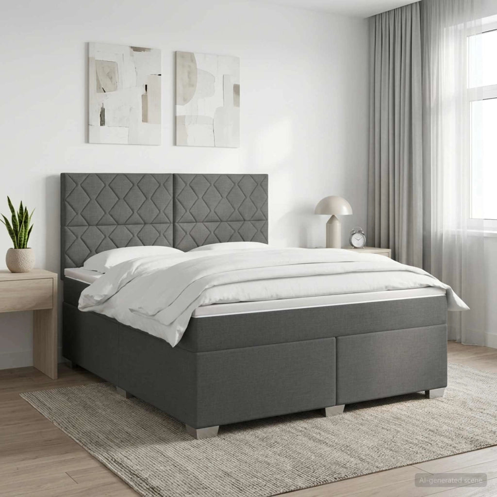 Letto box spring con materasso Grigio Scuro 180 x 200 cm 3453473