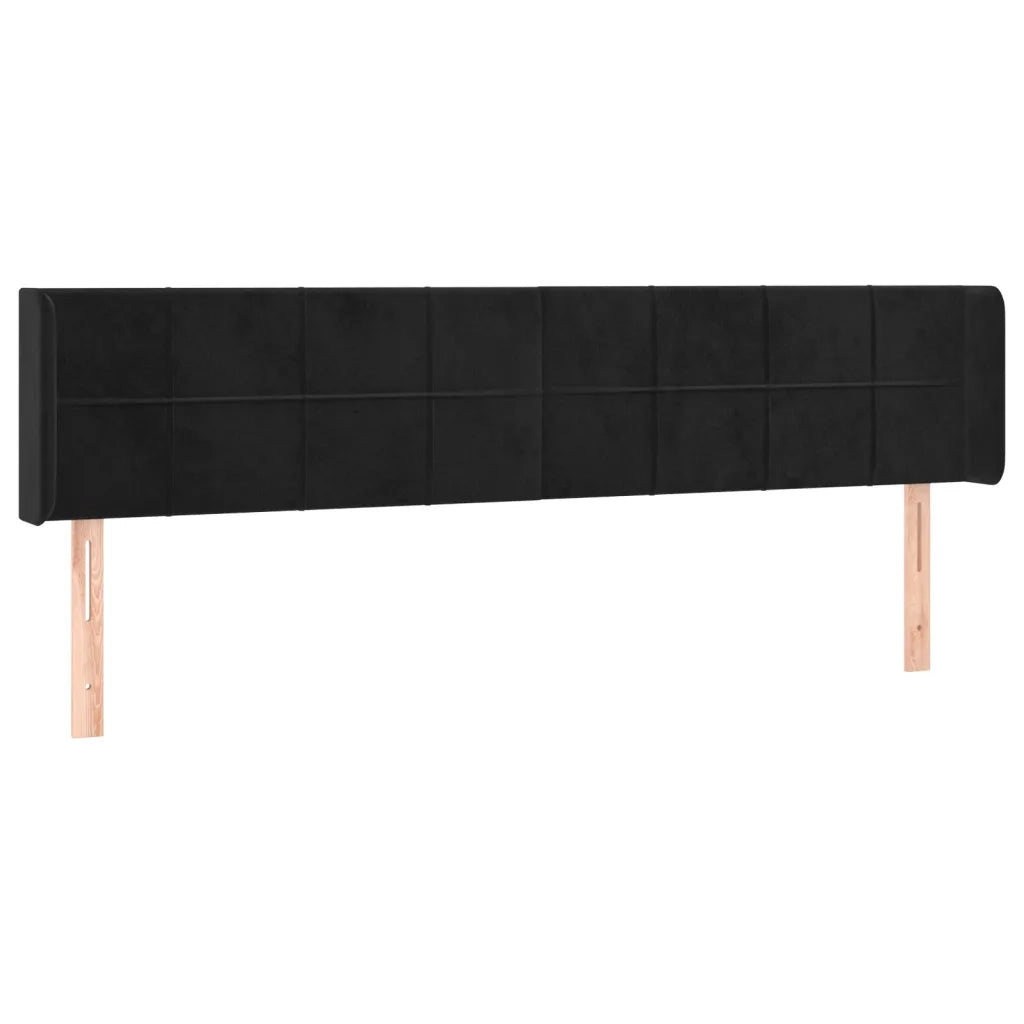 Testiera ad Orecchio-Testata con Orecchie Nera 183x16x78/88 cm in Velluto 432713