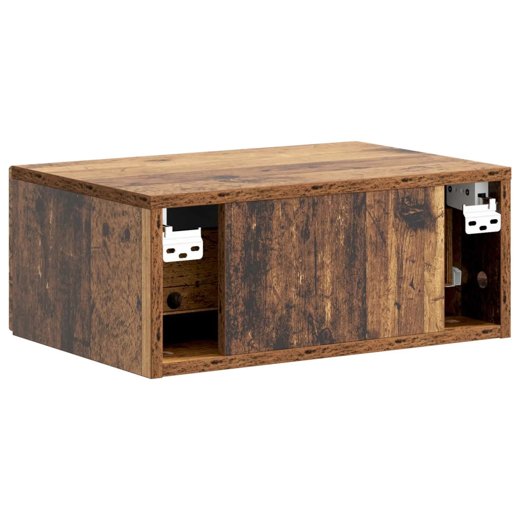 Set di 2 Comodini | Armadio da Notte | Mobiletto da notte a muro Legno antico 49 x 34,5 x 20 cm