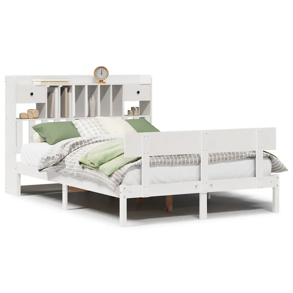 Letto Libreria senza Materasso Bianco 150x200 cm Legno di Pino 3321837