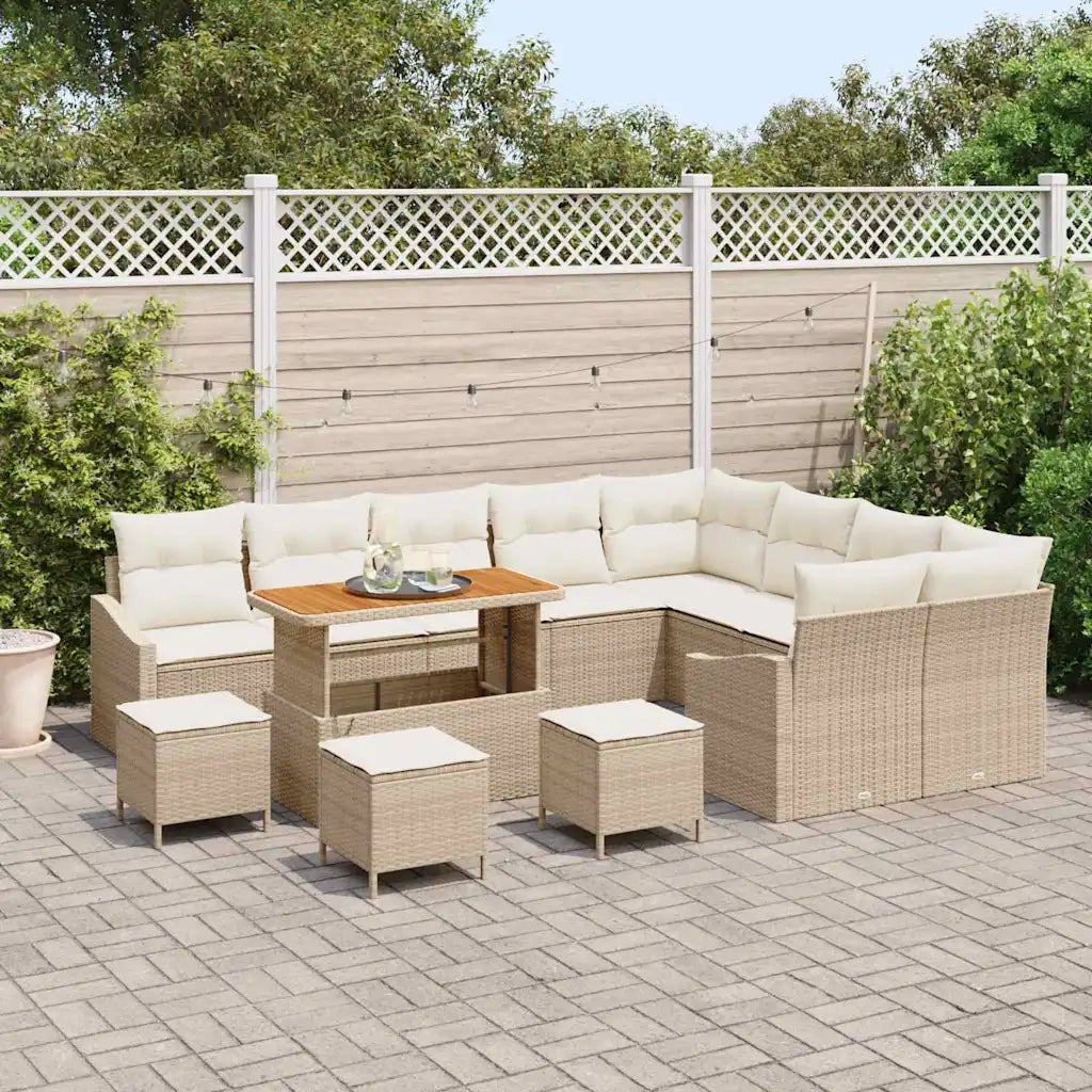 Set Divano da Giardino con cuscino 13 pcs Beige Poly Rattan 3364651