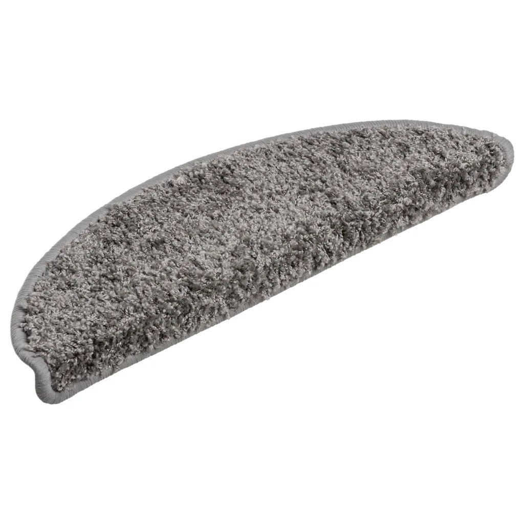 Tappetini per scale 15 pz | Gradini per Scale 56x17x3 cm Grigio Semicircolari