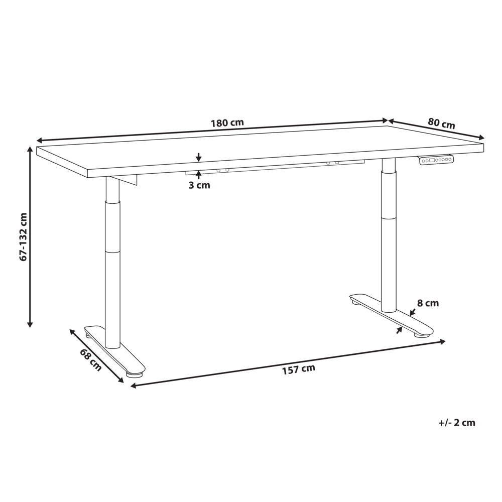 Scrivania regolabile elettricamente nero 180 x 80 cm Struttura in acciaio verniciato a polvere