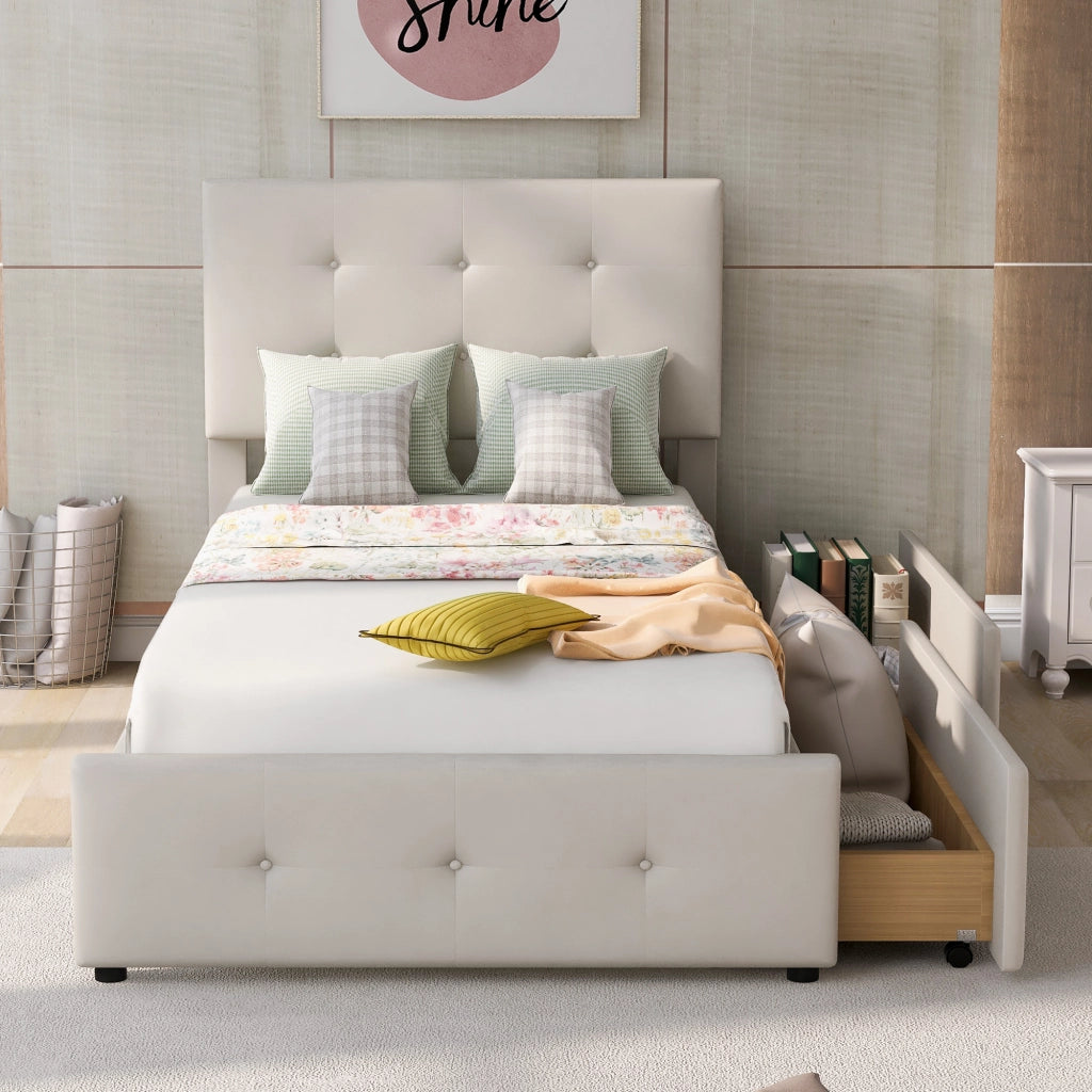 letto imbottito velluto beige 90 x 200 cm