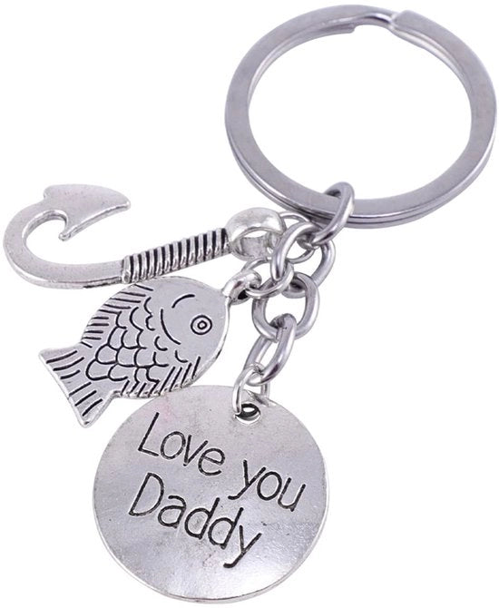 Accessorio per la pesca - Decorativo metallo - Papa regalo - Tema pescatore - Sostegno per le chiavi - Ideale per il papà