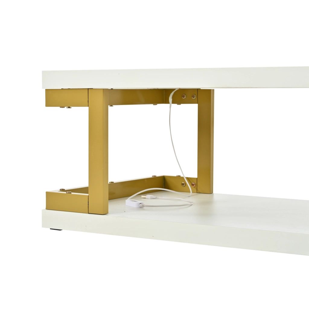 Tavolino da caffè con vano aperto e LED; per soggiorno; in MDF e metallo; 100×50×37.5 cm