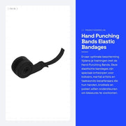 Bende per mano 4m - Bende elastiche - Bende per pugilato - Chiusura Velcro - Nero - Materiale shockresistente