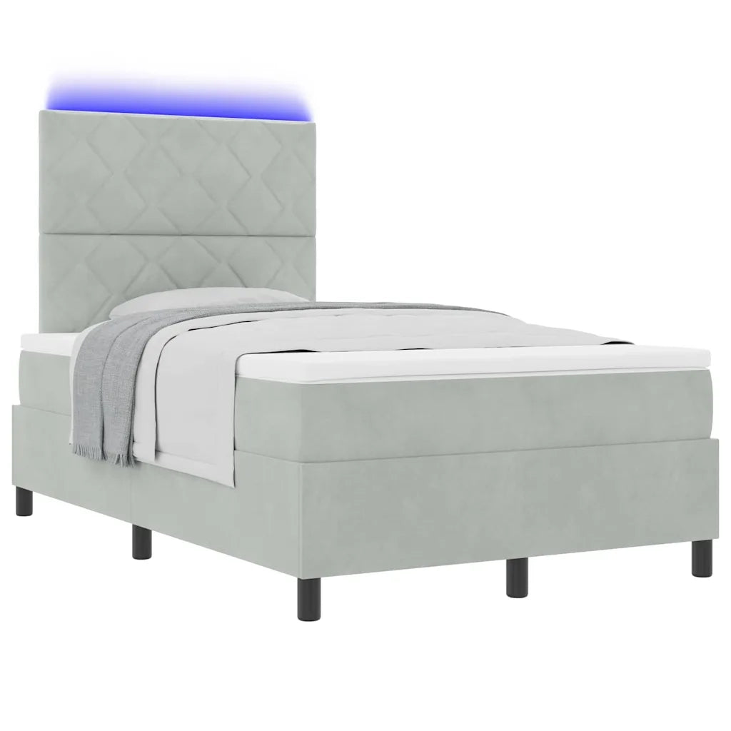 Letto a Sorgente LED Grigio chiaro 120 x 190 cm Tessuto