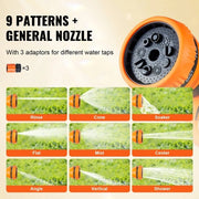 Serpentino per Giardino 180° Rotante - Sistema di Elevazione Automatico - Incluso 9 Posizioni Testa d'Aspersore - Tubo 35m x 12mm - Montaggio a Parete - Resistente alle Intemperie - Sistema di Blocco - Certificato CE/GS - 20 m