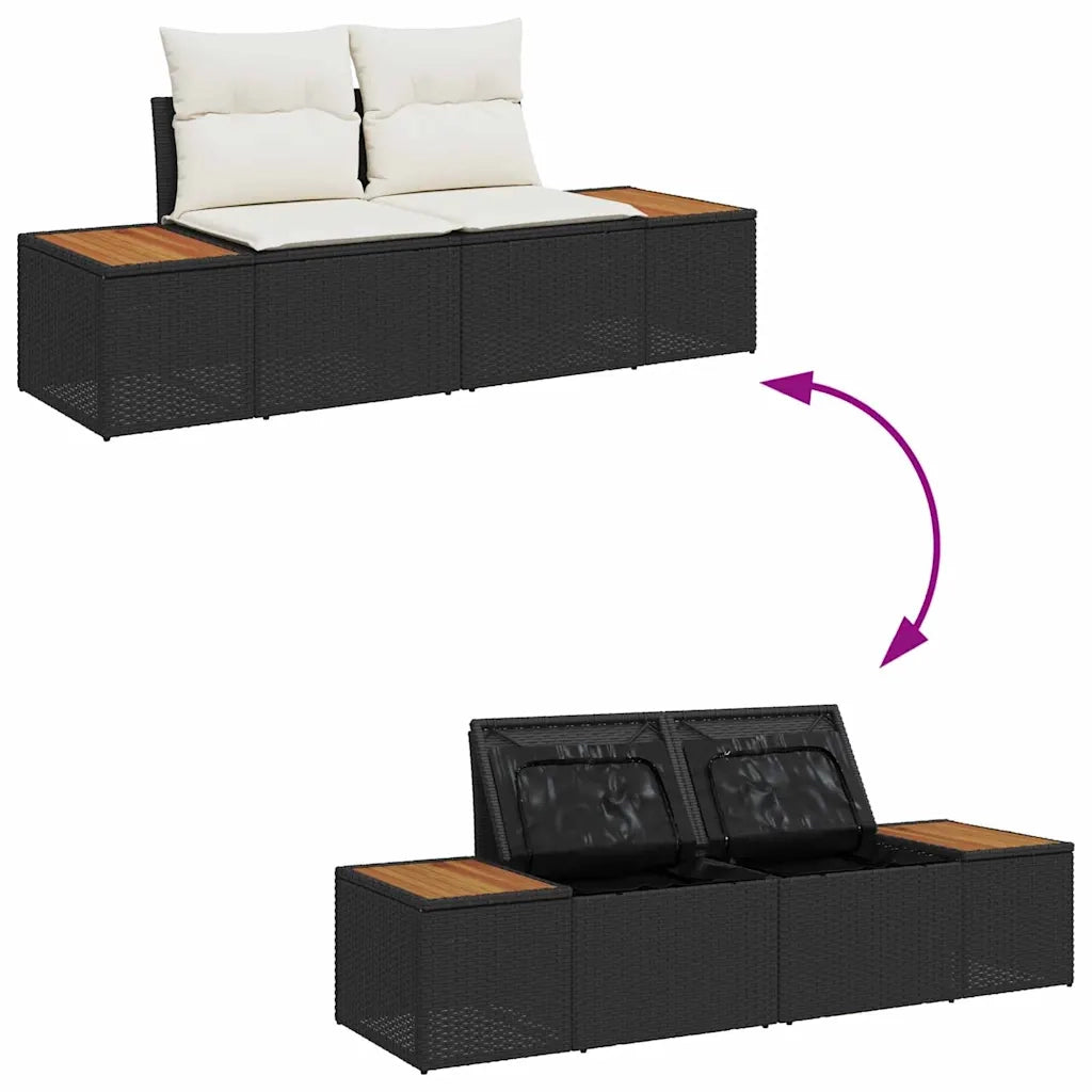 Set Divano da Giardino 5 pcs Nero e crema Poly Rattan 3356752