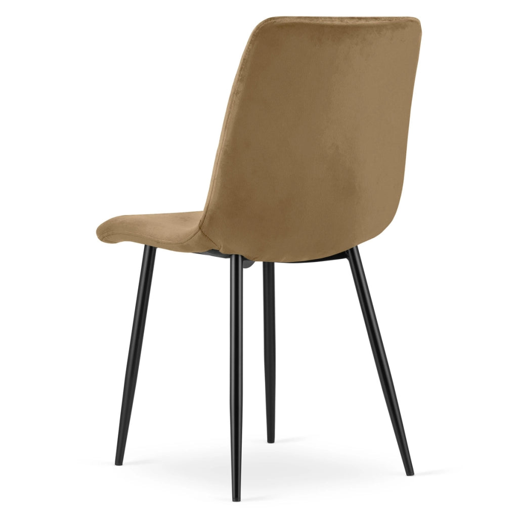Sedia Turin in velluto marrone con gambe nere