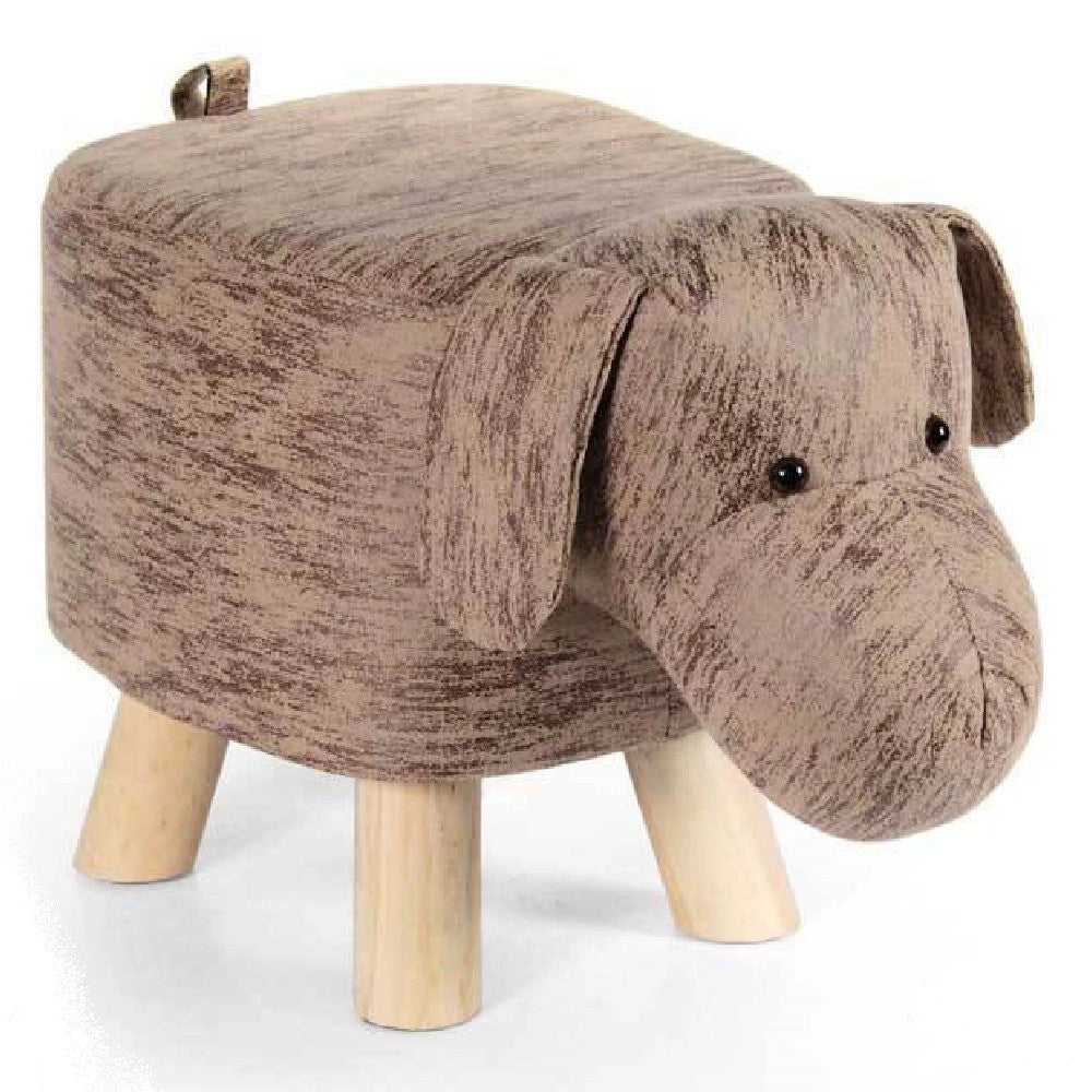 Trade Shop - Pouf Cane Bambini Sgabello Poggiapiedi Imbottito Piedi Legno 46x26x28 Cm 808692 -