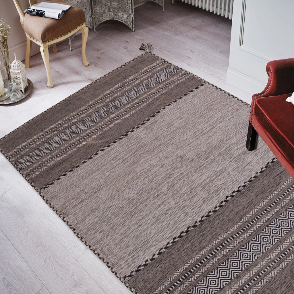 Tappeto ANTIQUE KILIM BEIGE cm.120x180 tessuto a mano in cotone e ciniglia