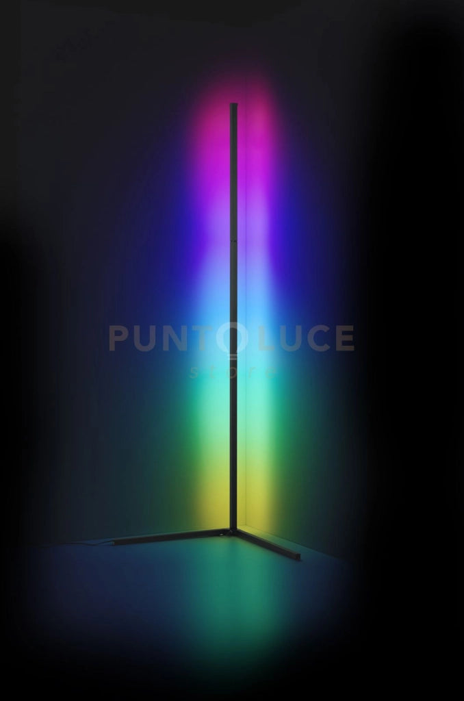 LEVEL PIANTANA AD ANGOLO NERA CON EFFETTO RGB, LUCE DINAMICA E CONTROLLO DEL SUONO H. 140CM 10W DIMMERABILE