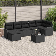 Set Divano da Giardino Nero polyrattan