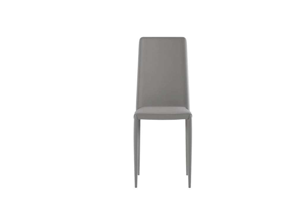 Sedia Cleo Impilabile in Similpelle Imbottita con Struttura in Metallo Grigio Chiaro - Seduta e Schienale Ergonomici - Design Moderno