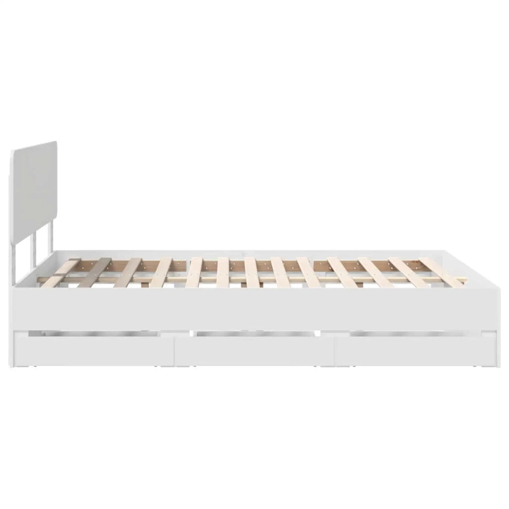 Letto matrimoniale | Letto per adulti | Struttura del letto Bianco 160 x 200 cm Legno ingegnerizzato