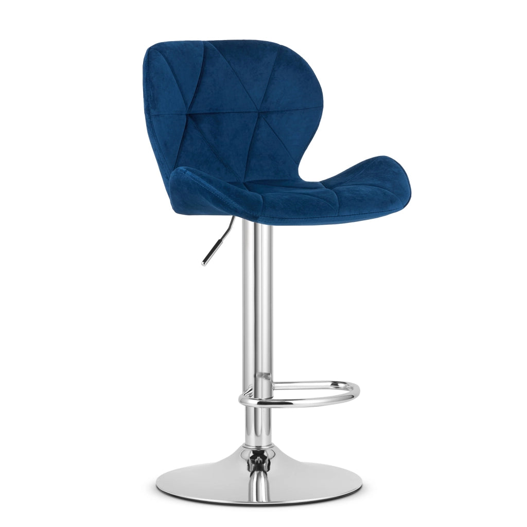Sgabello in velluto VALORA WEST - Blu navy per soggiorno e cucina