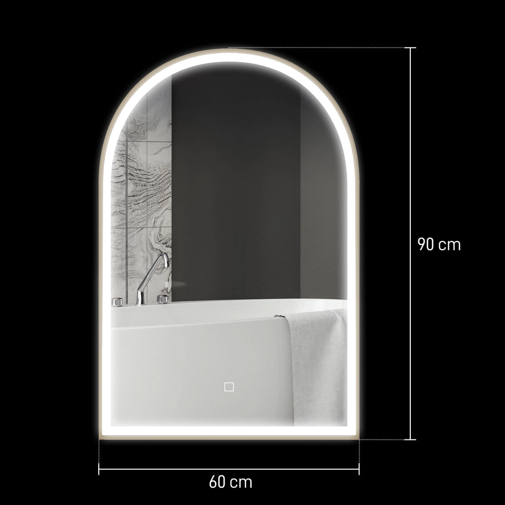 Specchio LED da Bagno ¨C zephmum ¨C Bianco, Alluminio, 90x60cm